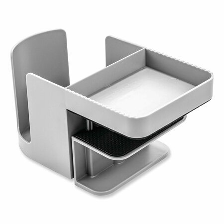 DEFLECTO Standing Desk Cup Holder Organizer, Two Sections, 3.94 x 7.04 x 3.54, Gray 400000